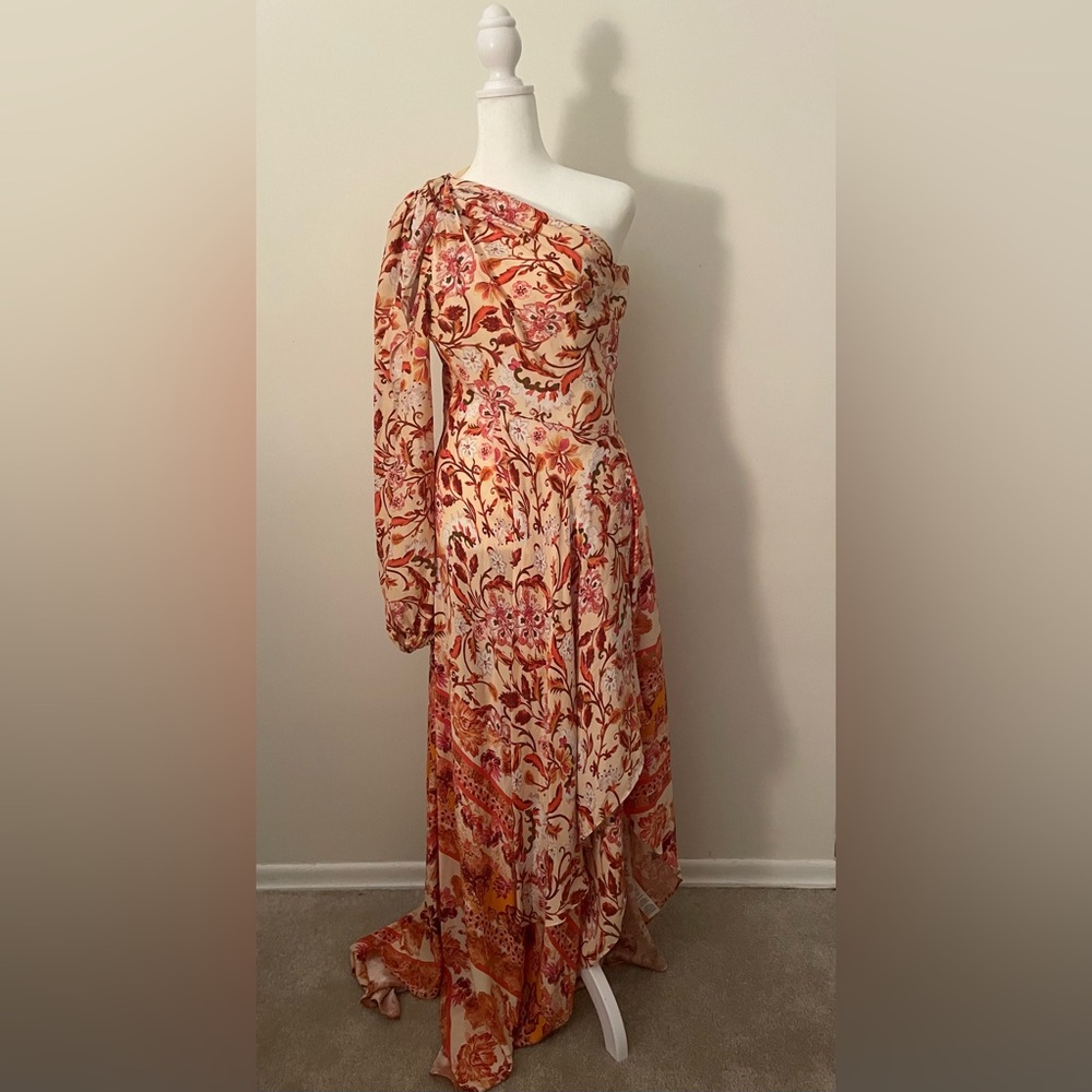 Silk Dress, Perfect for Weddings, Half Shoulder, Size 6